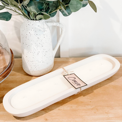 Hand Carved Wood Dough Bowl White [LG]