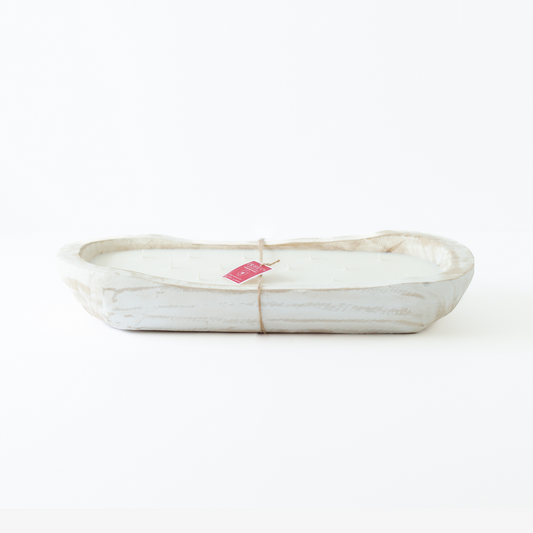 Hand-Carved Wood Dough Bowl White [XL Size]