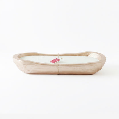 Hand-Carved Wood Dough Bowl Champagne [XL Size]