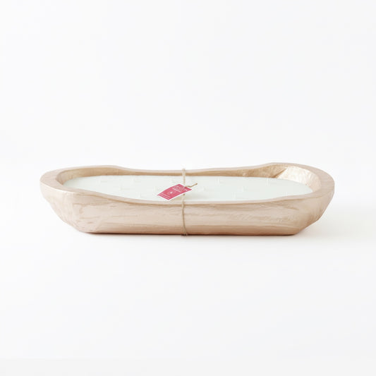 Hand-Carved Wood Dough Bowl Champagne [XL Size]