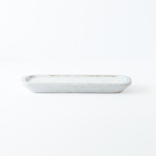Hand Carved Wood Dough Bowl White [LG]
